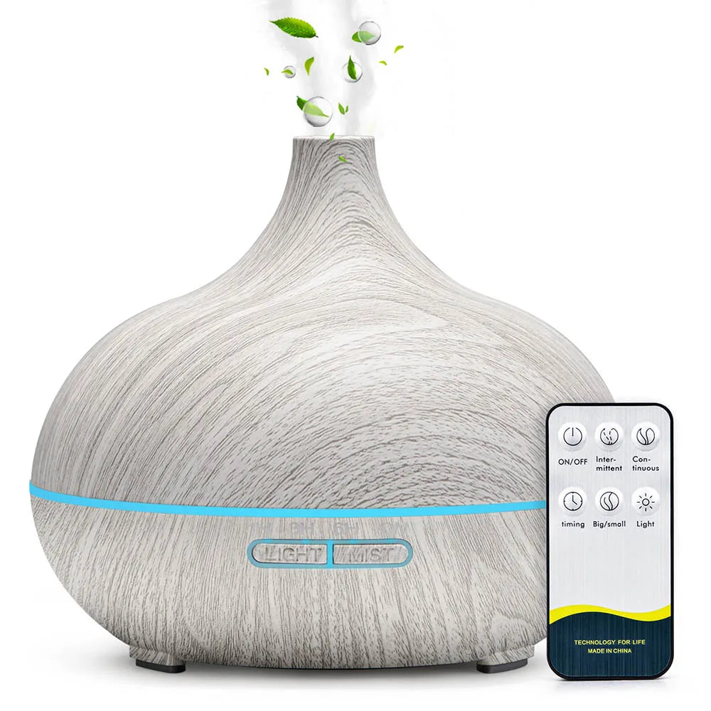 500ML Wood Grain Essential Oil Diffuser with LED & Remote
