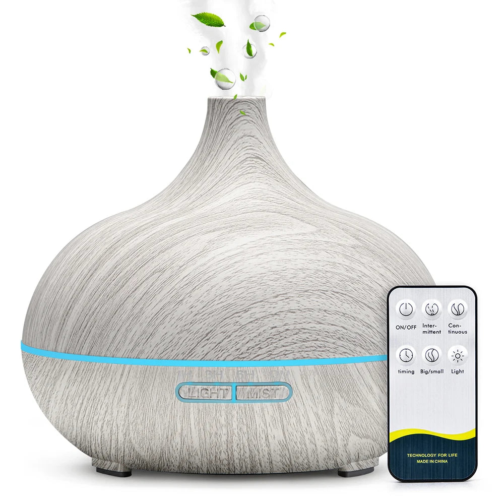 500ML Wood Grain Essential Oil Diffuser with LED & Remote