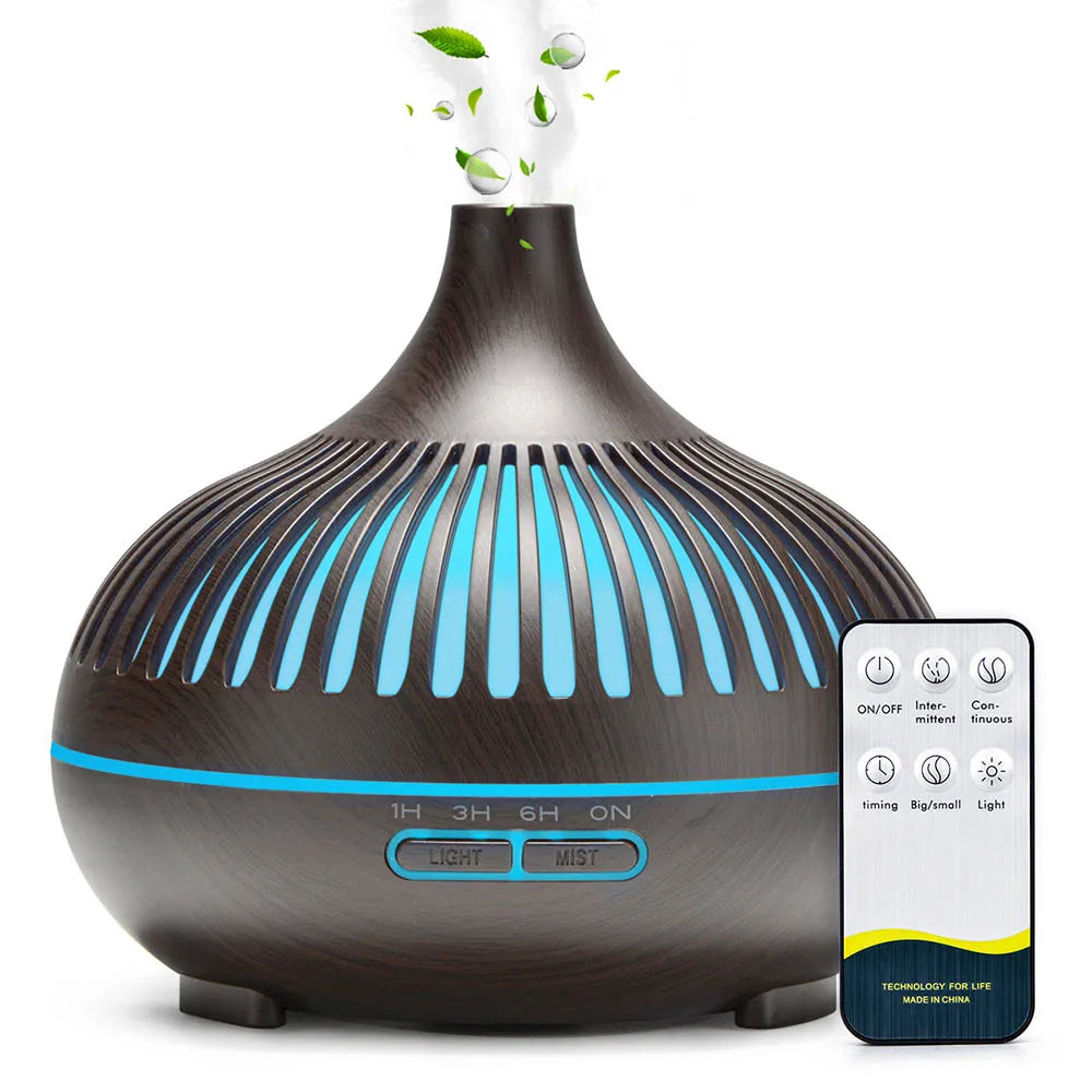 500ML Wood Grain Essential Oil Diffuser with LED & Remote