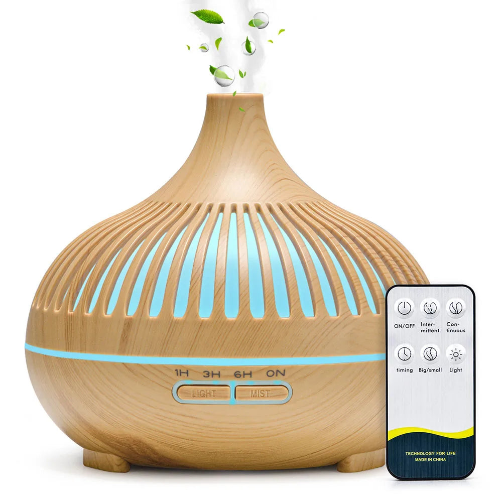 500ML Wood Grain Essential Oil Diffuser with LED & Remote