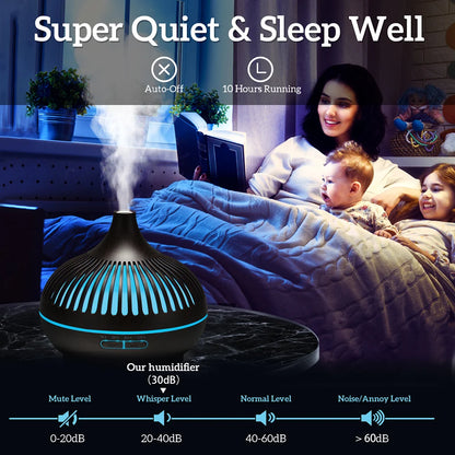 500ML Wood Grain Essential Oil Diffuser with LED & Remote