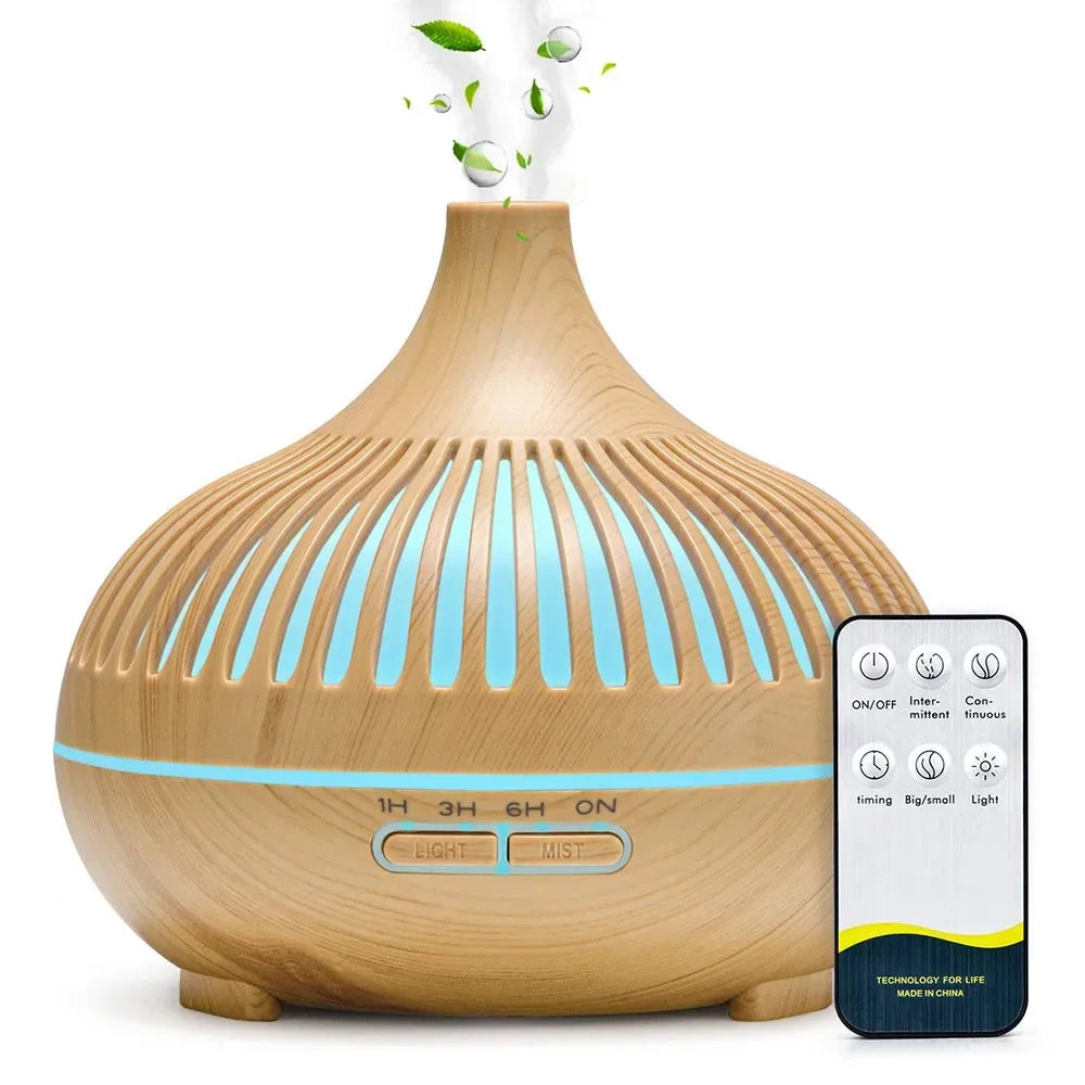 500ML Wood Grain Essential Oil Diffuser with LED & Remote